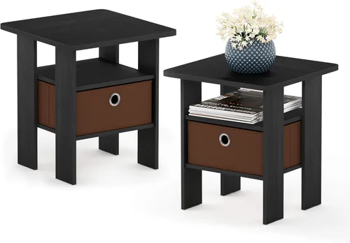 Miniatura 14 de Mesa de noche con cajón Furinno, Madera Roble francés