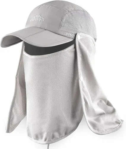 Sombrero solar al aire libre para hombre y mujer, UPF 50+, sombrero de pesca UV con solapa para el cuello y cubierta facial para protección solar