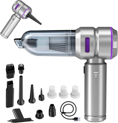 Miniatura 11 de Aspiradora de mano 4 en 1 inalámbrica y plumero de aire, 28000 pa de potencia de succión portátil inalámbrica, mini aspiradora con pantalla digital