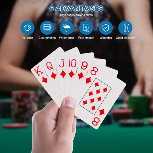 Miniatura 6 de Naipes de plástico, 2 paquetes de barajas de póquer impermeables, lavables y duraderas 2 paquetes, plástico, impermeable, pintas grandes