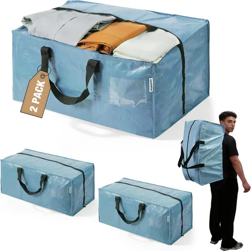 Miniatura 23 de WORKPRO 1 paquete de bolsas de mudanza extra grandes con cremalleras y asas de transporte, correas de mochila, bolsa de almacenamiento resistente