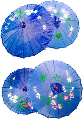 Miniatura 14 de TJ Global Paquete de 4 paraguas chino japonés de 33 pulgadas para bodas, fotografías, disfraces, cosplay, decoración y otros eventos, 4 sombrillas