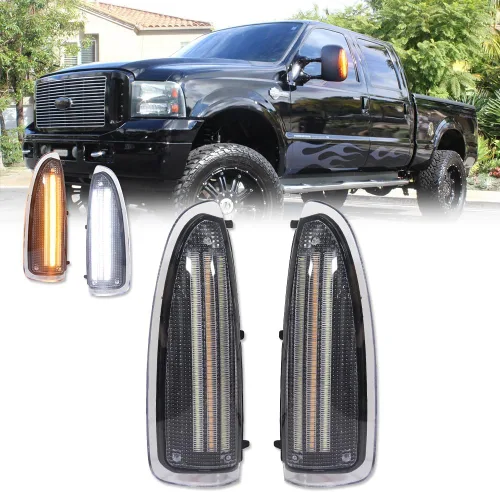 Miniatura 13 de para 2003 2004 2005 2006 2007 Ford F250 F350 F450 F550 F650 Super Duty y 2000-2005 Ford Excursion Luz de Señal de Giro de Lente Ámbar LED Marcador