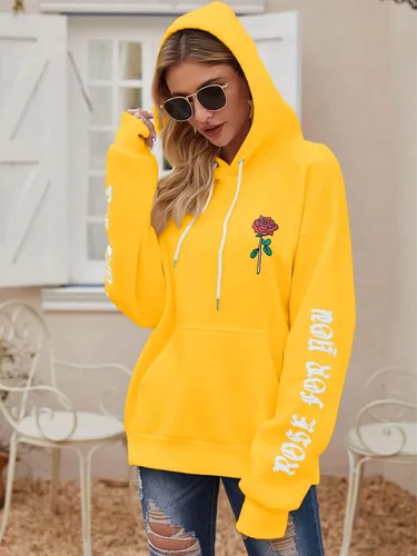 Miniatura 2 de ZAFUL Sudadera con capucha para hombre, con estampado de letras rosas, con cordón, unisex, de vellón, con estampado de letras