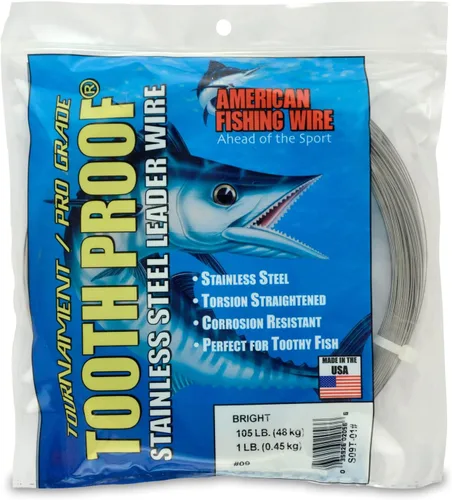 Miniatura 39 de AFW Alambre Líder Duro de Una Hebra de Acero Inoxidable a Prueba de Dientes - Brillante y Camuflaje para Tiburón, Barracuda, Caballa Real, Wahoo
