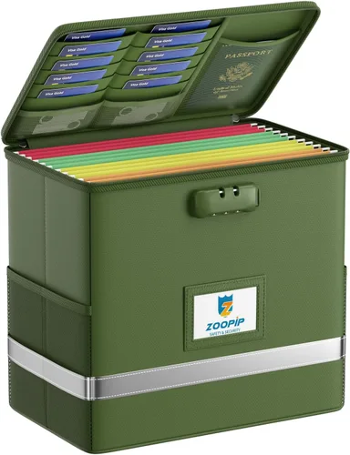 Miniatura 14 de Caja de archivos ignífuga con cerradura, organizador de almacenamiento de caja de documentos, adecuado para colgar carpetas de archivos