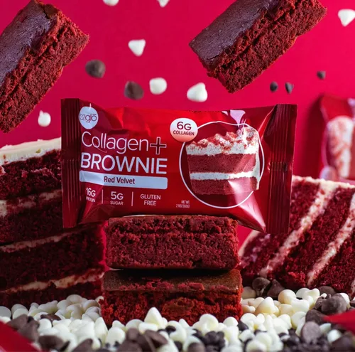 Miniatura 4 de 321glo Brownie de proteína de colágeno, sin gluten, bajo en azúcar, snack keto para mujeres, hombres y niños, 0.64 onzas de proteína, 0.26 onzas