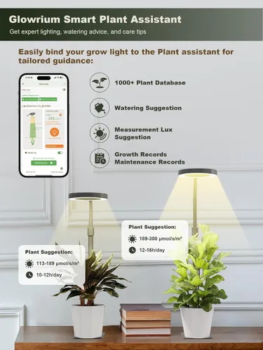 Miniatura 4 de GLOWRIUM Luces LED inteligentes de cultivo para plantas de interior, luz de escritorio para plantas con control de aplicación Bluetooth, lámpara