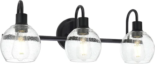 Miniatura 15 de 4 luces contemporáneas para iluminación de baño sobre espejo con pantallas de vidrio esmerilado en forma de semilla, iluminación de pared rústica