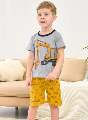 Miniatura 2 de Pijamas para niños, 100% algodón, 2 piezas, manga corta, conjunto de ropa de dormir de verano para niños, 3t-10t