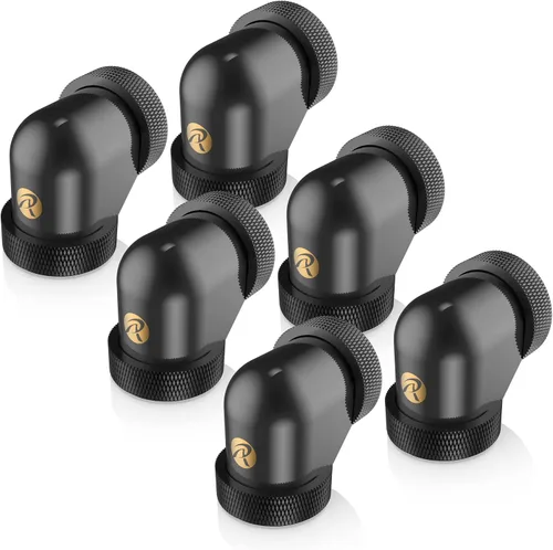 RAIJINTEK PELIAS BLACK - D140906 G1/4" 0.551 in OD 90 grados accesorios de latón, negro, paquete de 6 (0R40B00228)