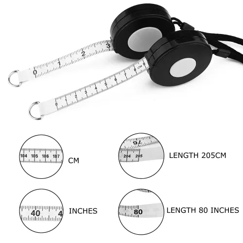 Miniatura 3 de WIN TAPE Cinta métrica retráctil negra de 80 pulgadas con cuerda negra Negro