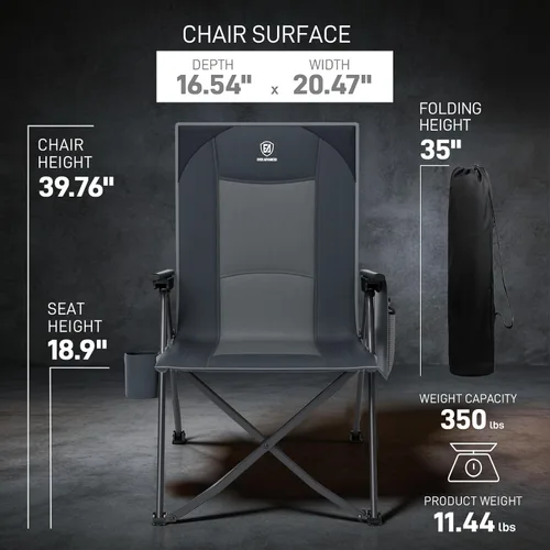 Miniatura 3 de EVER ADVANCED Sillas de campamento reclinables para adultos, ligeras, silla reclinable plegable con respaldo ajustable, sillas de salón de 4 Negro
