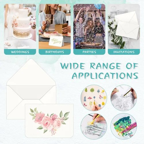 Miniatura 4 de Vmiapxo 50 juegos de tarjetas de acuarela en blanco con sobres, peso pesado de 5 x 7 pulgadas, 100% algodón, 140 libras/10.58 oz/m², postales