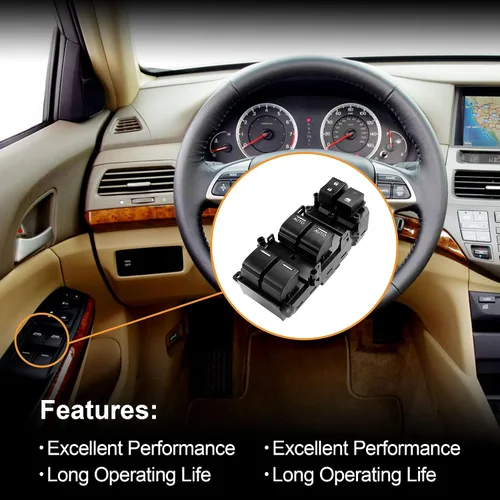 Miniatura 2 de Interruptor maestro de ventana eléctrica del lado del conductor con botón automático doble Compatible con Honda Accord EX EXL 2.4L 3.5L 2008-2012
