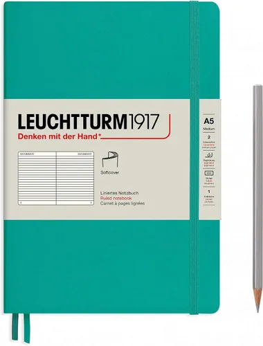 Miniatura 9 de LEUCHTTURM1917 - Cuaderno de tapa blanda mediano A5 - 123 páginas numeradas para escritura y diario (Verde bosque, liso)