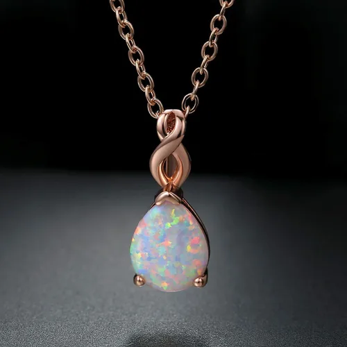 Miniatura 6 de Collar de ópalo chapado de 18 quilates oro blanco y oro rosa para mujer