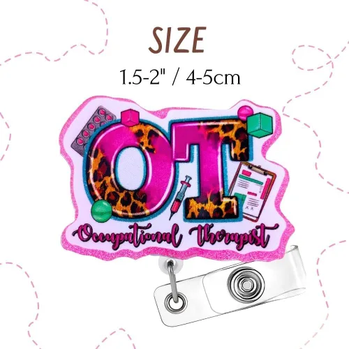 Miniatura 2 de Carrete de Insignia de Terapia Ocupacional OT Portainsignias Retráctil para Tarjeta de Identificación con Nombre OT, Clip de Tarjeta