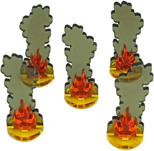 Miniatura 11 de LITKO Marcador Flaming Wreckage, pequeño Juego de 7 Base de 0.591 in, 1.181 in de alto Compatible con Warhammer 40K, Age of Sigmar