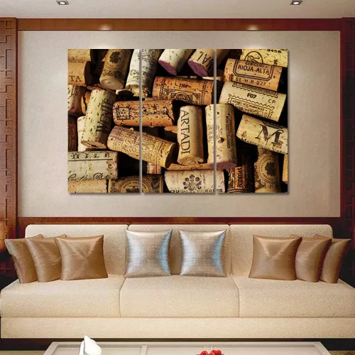 Miniatura 4 de Obra de arte para paredes del hogar, 3 paneles de letras de vino tinto, pinturas de corcho, impresiones HD, arte de pared de corcho de vino sobre