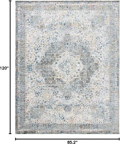 Miniatura 8 de SAFAVIEH Winston Collection - Alfombra de pasillo, 2 pies 2 pulgadas x 8 pies, color azul y crema, diseño envejecido, no desprende pelusa y de fácil