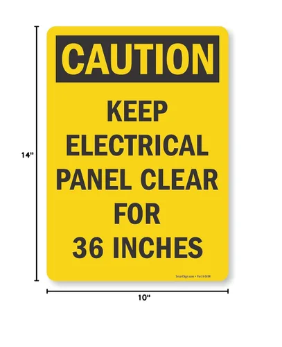 Miniatura 3 de SmartSign Etiqueta "Precaución: mantén el panel eléctrico transparente para 36 pulgadas" Vinilo laminado de 10 x 14 pulgadas