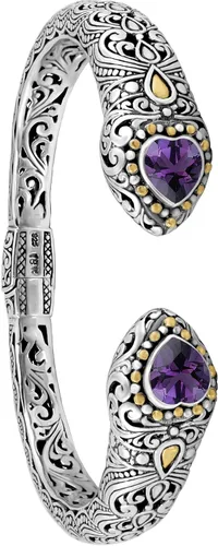 Miniatura 6 de DEVATA Pulsera de plata de ley 925 y oro de 18 quilates con piedras preciosas de filigrana Bali