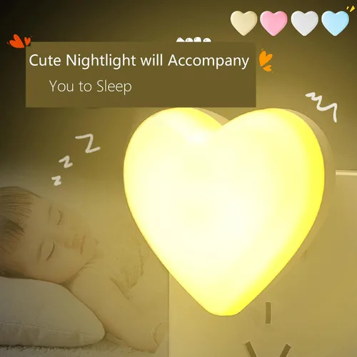 Miniatura 3 de Lindas luces nocturnas, luz nocturna en forma de corazón para guardería con sensores de luz, sensor automático de anochecer a amanecer, suave blanco