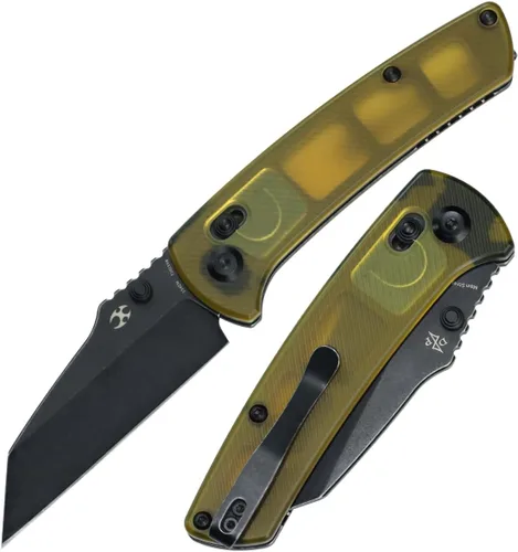 Miniatura 9 de KANSEPT Main Street - Cuchillo plegable de bolsillo, hoja de acero afilada 154CM de 3.36 pulgadas, mango de fibra de carbono de sarga con bloqueo