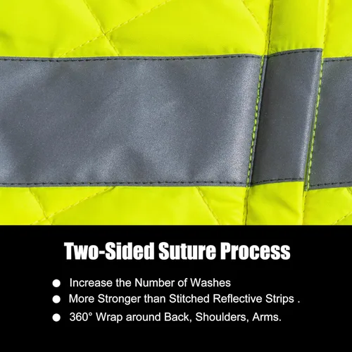 Miniatura 3 de Chaleco de seguridad para mujer, reflectante, de alta visibilidad, con bolsillos y cremallera, ANSI Clase 3 Hi Vis, chaleco de trabajo de invierno