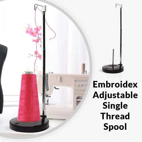 Miniatura 6 de Soporte ajustable para carrete de hilo único – Soporte independiente para hilo de bordado, costura o acolchado – Base de plástico pesado para una