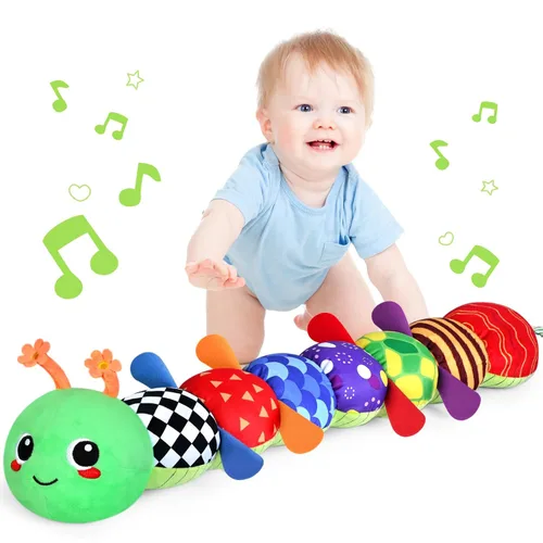 KMUYSL Juguetes para bebés de 0-6 y 6-12 meses, juguete sensorial con música y animales de peluche para 0 1 2 3 4 5 6+ meses, juguete de peluche con