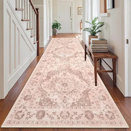 Miniatura 34 de nesrt Alfombra bohemia lavable de 2 x 10 pies, suave, antideslizante, extra larga, alfombra de cocina, color negro, vintage, geométrico, camino