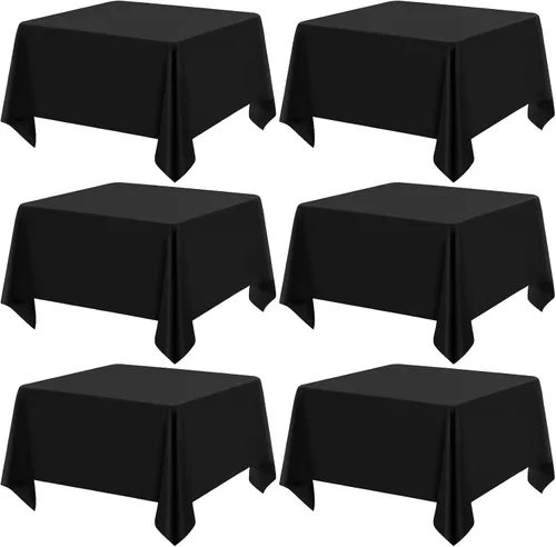 Miniatura 9 de Paquete de 10 manteles de poliéster de 60 x 102 pulgadas, manteles de poliéster beige para mesas rectangulares de 6 pies, resistentes a las manchas