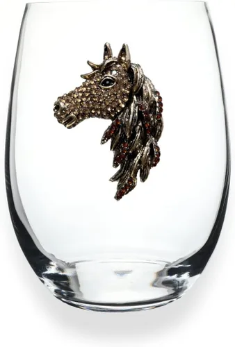 THE QUEENS' JEWELS Horse Head - Copa de vino sin tallo, 21 onzas, regalo único para mujeres, cumpleaños, lindo, divertido, sin pintar, decorado,