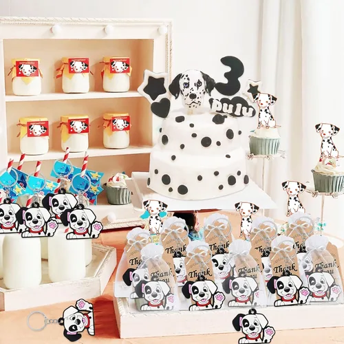 Miniatura 5 de CiciBear Paquete de 40 llaveros de perro irregular, decoración de fiesta para cachorros, animales de mascota, Let's Pawty, amante de los animales