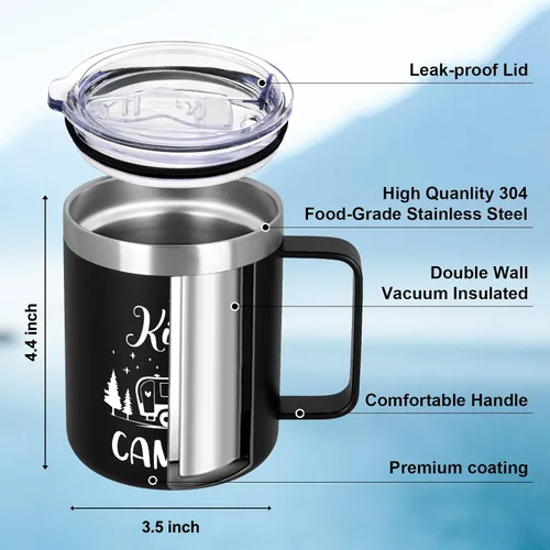 Miniatura 7 de Lifecapido Regalos de campamento para hombres, taza de café aislada King Of The Camper de 12 onzas, regalo de cumpleaños, regalo de Navidad, regalos