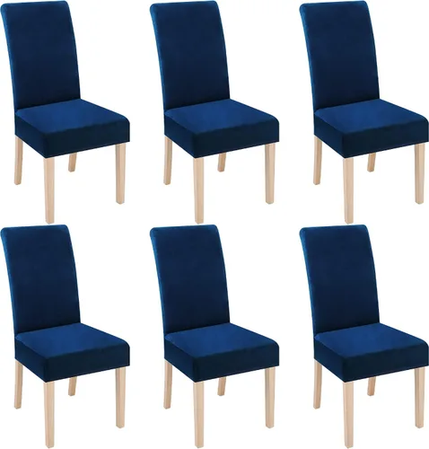 Miniatura 58 de smiry - Fundas para sillas de comedor de terciopelo elástico y suave, extraíbles, Terciopelo, Beige