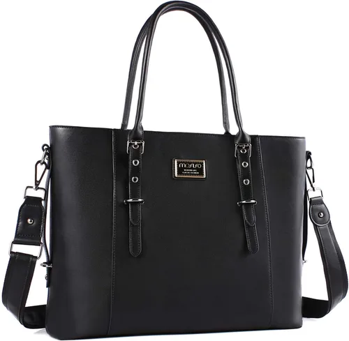 Miniatura 10 de MOSISO Bolso de mano de piel sintética para laptop para mujer (15-16 pulgadas), impermeable, de gran capacidad, maletín de trabajo de negocios