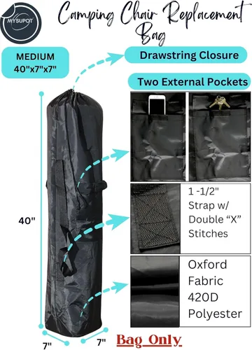 Miniatura 3 de Bolsa de repuesto para silla de camping plegable, silla de campamento portátil, hamaca, esterilla de yoga, paraguas, tiendas de campaña, trípodes