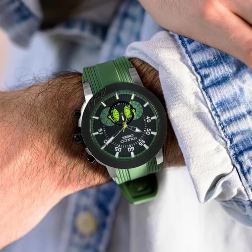 Miniatura 5 de MULCO Relojes para hombre - Creek, caja de acero inoxidable con correa de silicona para la muñeca, movimiento multifuncional de cuarzo, pantalla