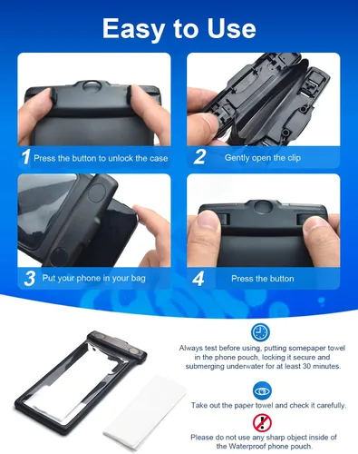 Miniatura 5 de wellhouse Funda impermeable para teléfono, funda impermeable para iPhone 17 16 15 14 13 Pro Max XS Samsung, IPX8 3D bolsa seca para teléfono celular