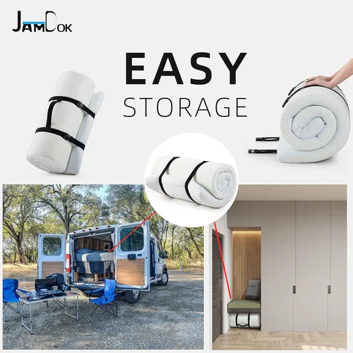 Miniatura 6 de Jamdok Cubrecolchón para cuna de 3 pulgadas, cojín estrecho de espuma individual para camping, sofá cama, silla extraíble, portátil, almohadilla