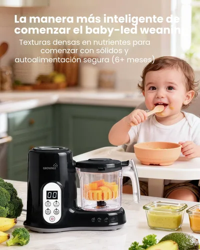 Miniatura 4 de GROWNSY Fabricante de Alimentos para Bebés con Cesta de Vapor, Procesador de Alimentos para Bebés de Un Paso, Vaporera, Puré, Licuadora