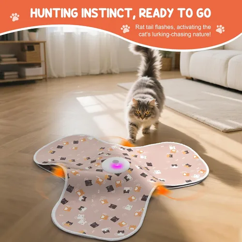 Miniatura 4 de Juguetes interactivos para gatos de interior Adulto con cola de pluma, sonidos de ratón conmutables, juguetes de enriquecimiento para gatitos