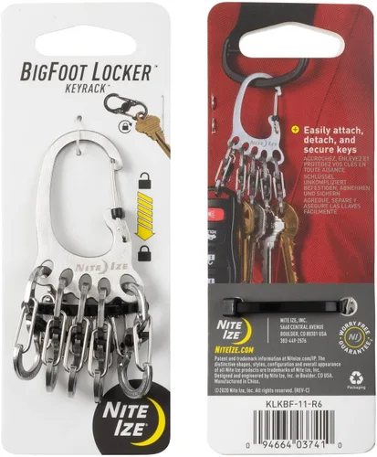 Miniatura 8 de Nite Ize Bigfoot Locker KeyRack - Soporte de acero inoxidable para coche, casa y otras llaves - Mosquetón con S-Biners - Capacidad para 15 llaves a