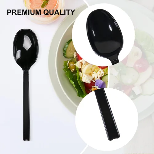 Miniatura 4 de Cucharas de plástico envueltas individualmente, 100 cucharas desechables resistentes a granel, ideales para fiestas, restaurantes, viajes y comida
