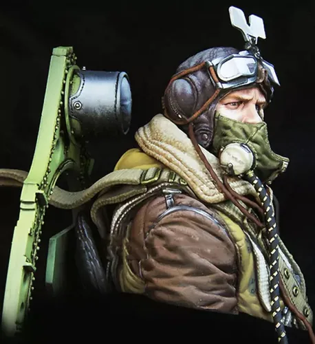 Miniatura 5 de Risjc 1/10 Figura de resina Modelo de busto Modelo piloto británico de la Segunda Guerra Mundial Kit de modelo fundido a presión/ N58174