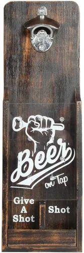 Lily's Home Juego de caja de sombra de tapa de botella de cerveza, abrebotellas de cerveza montado en la pared: cerveza de barril. Regalo ideal para