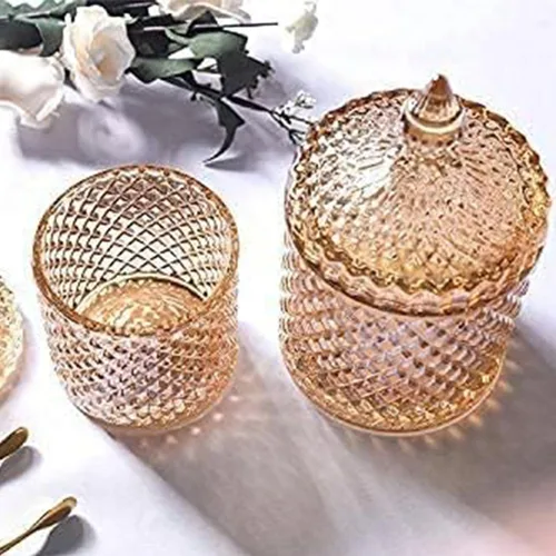 Miniatura 5 de Rainie Love Home - Juego básico de organización de almacenamiento de alimentos, tarro facetado de diamante de cristal con tapa de cristal, adecuado